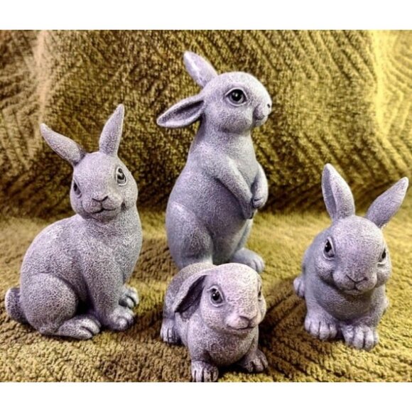 4 pack Bunny Garden Decor Outdoor Statues: Rabbit Figurines for Easter Ornaments - Picture 1 of 2